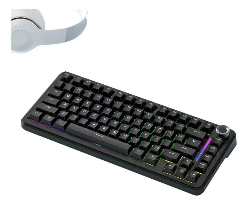 Teclado Mecânico F75 Sem Fio 75% Rgb Preto