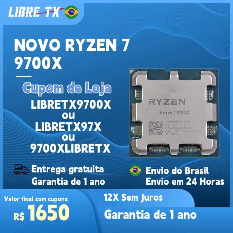Processador AMD Ryzen 7 9700X Novo