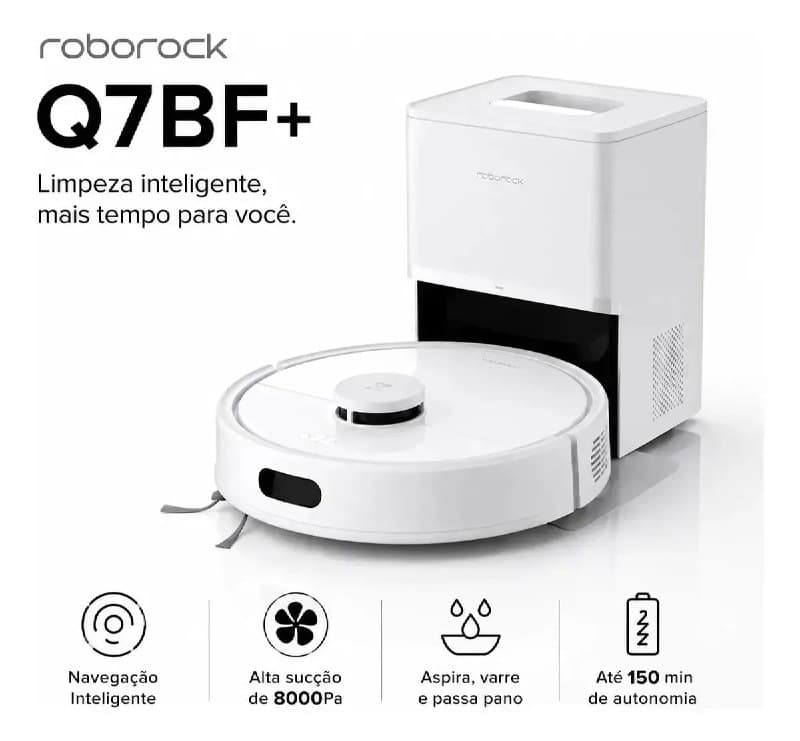 Robô Aspirador Roborock Q7b+ 220v8000pa Garantia Um Ano Branco 220v