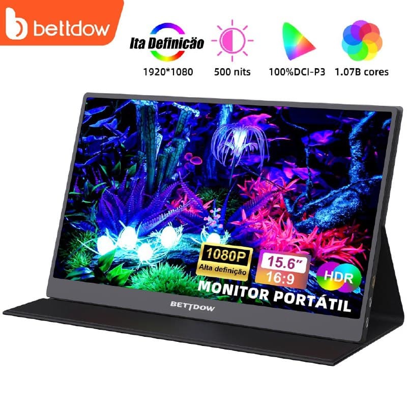 BETTDOW Monitor Portátil para laptop 15.6 ''1920*1080p 4k fhd ips monitor portátil para ipad/pc/mac/telefone/switch/ps4