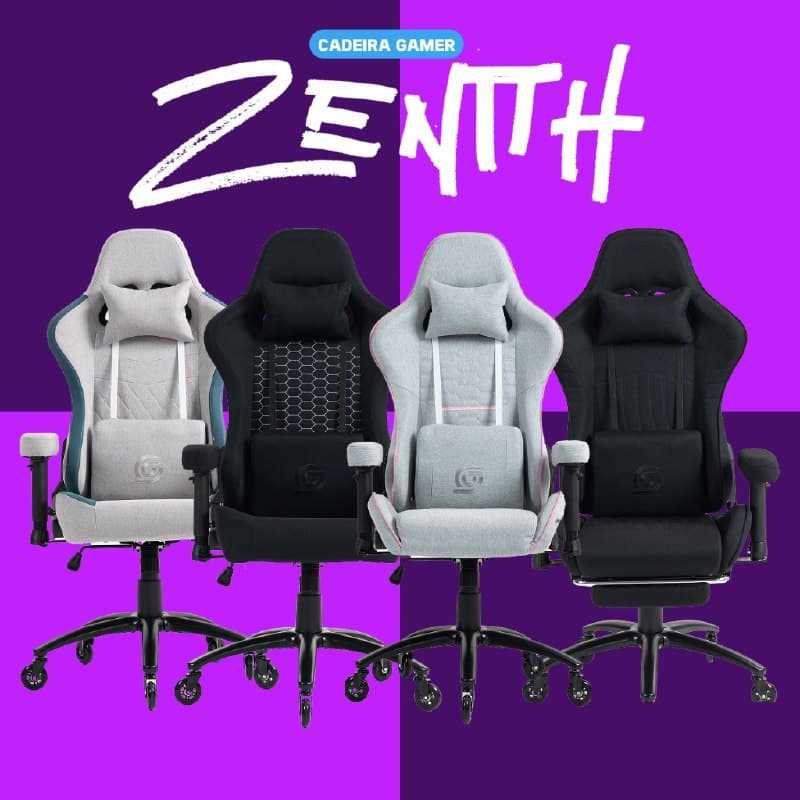 Cadeira Gamer c/ Massageador de Lombar Reclinável Ergonômica até 150kg Profissional Zenith T4M3