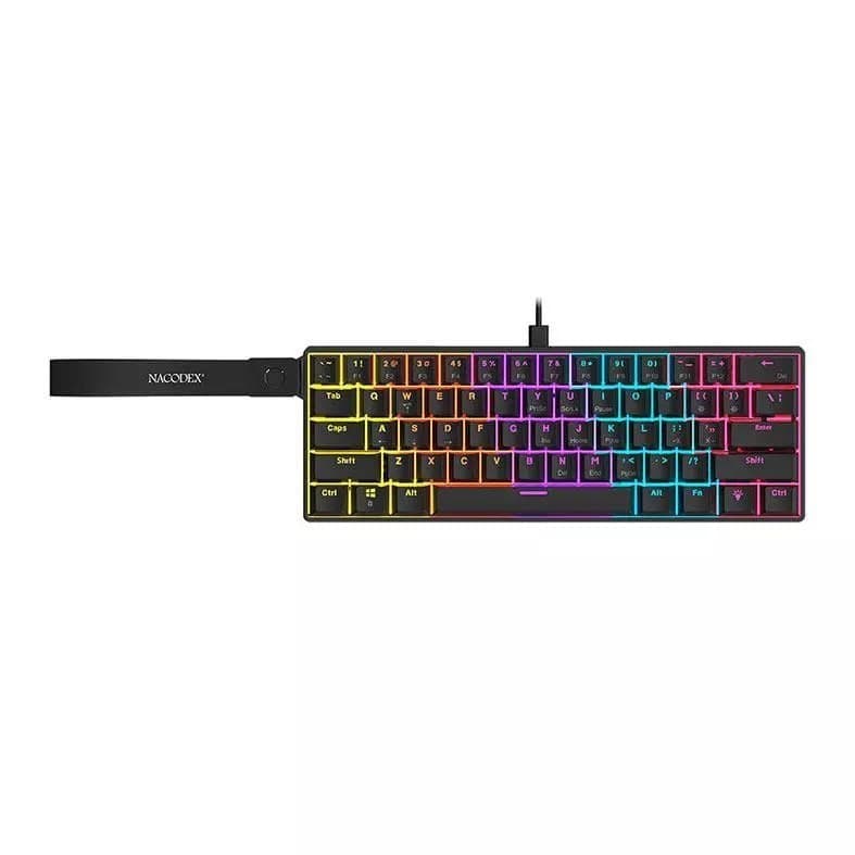 Teclado Mecanico Ajazz Nk61, Rainbow, Switch Vermelho, Preto, Nk61-Bk