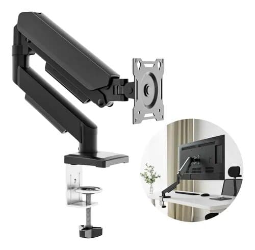 Suporte Para Monitores Articulado De Mesa Pistão A Gás 13-32 Preto Com Pintura Eletrostástica
