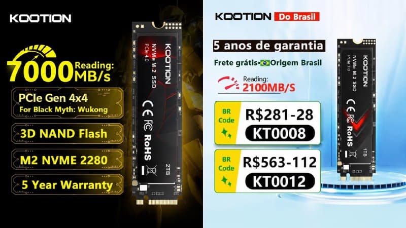 SSD M.2 NVMe KOOTION 1TB | 2 OPÇÕES DISPONÍVEIS