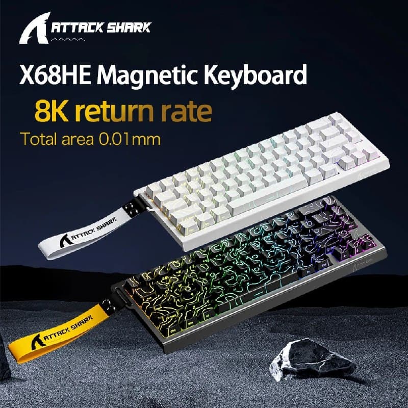 Teclado Magnético ATTACK SHARK X68HE X68Pro He Teclado Mecânico Magnético para Pro Gaming 0.01mm Trigg Rápido 8000Hz SOCD/Rs 0.125ms 128K Taxa magnetico gamer x68 he
