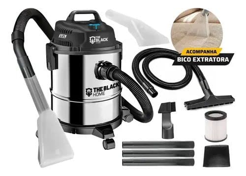 Aspirador De Pó E Água Inox Turbo 12 Litros 1200w Com Soprador E Bico Extratora Multiuso Tbac120 The Black Tools 220v