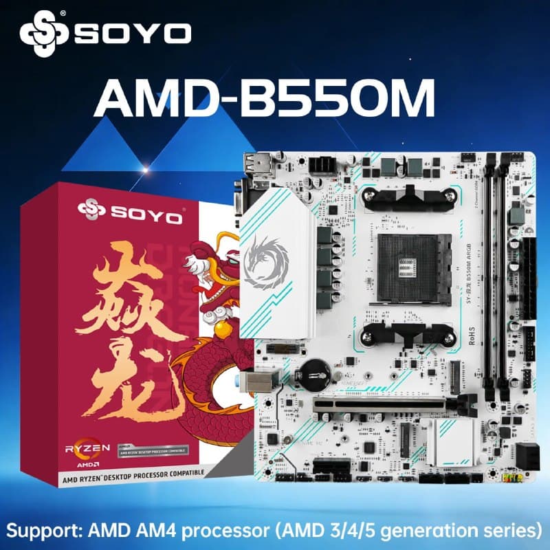 Placa mãe B550M Soyo White Argb+ 2x Nvme Pcie 4.0