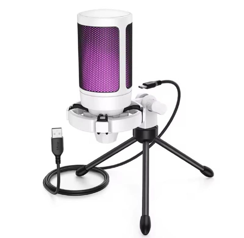 Microfone FIFINE Ampligame A2 USB gamer RGB Branco ou Preto