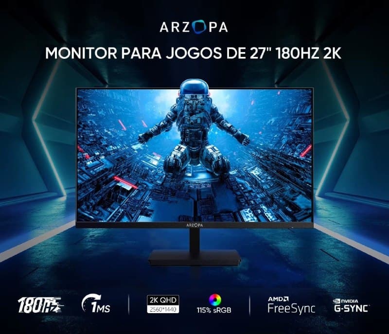 Monitor Arzopa M1rc 27" Quad Hd Fast Ips 180Hz 115% sRGB Hdr10 2560x1440