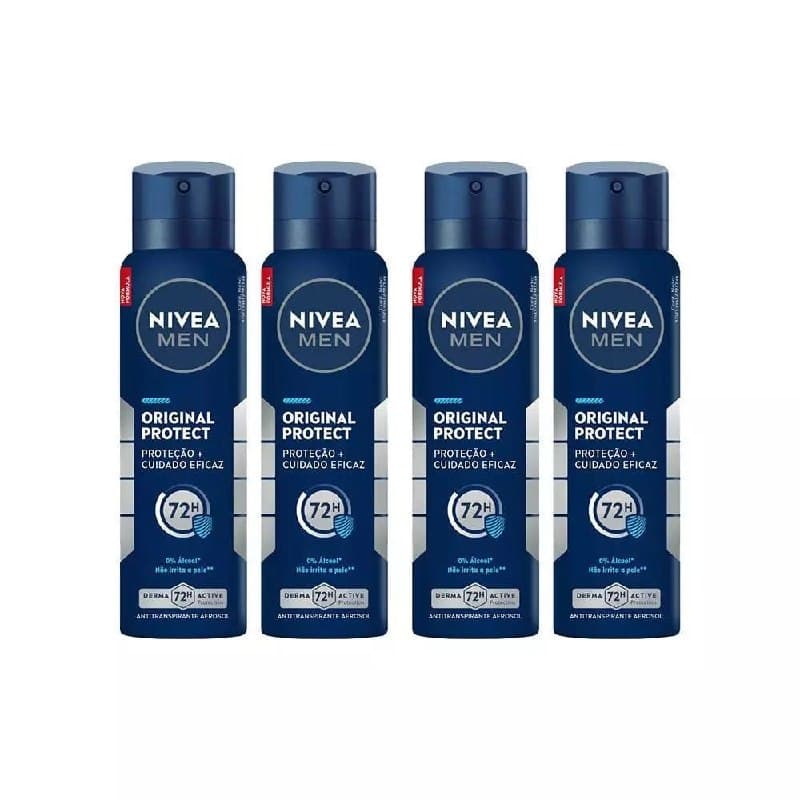 Kit 4 Desodorantes NIVEA MEN Antitranspirante Aerossol Original Protect 150ml
