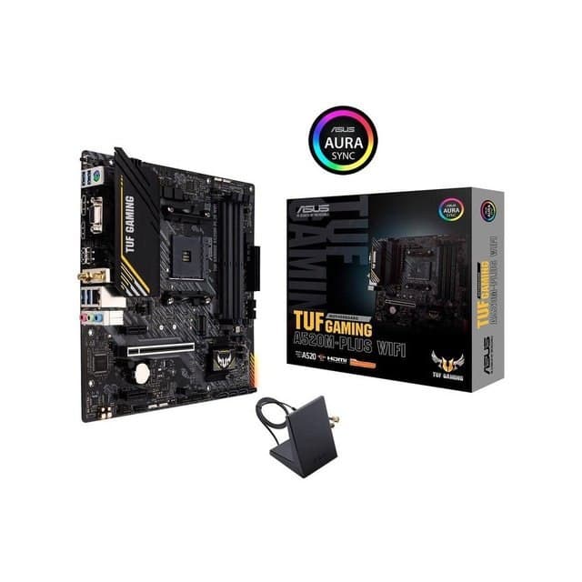 Placa Mãe ASUS TUF GAMING A520M-PLUS WIFI AMD AM4 RGB mATX DDR4 Preto 90MB17F0-M0EAY0
