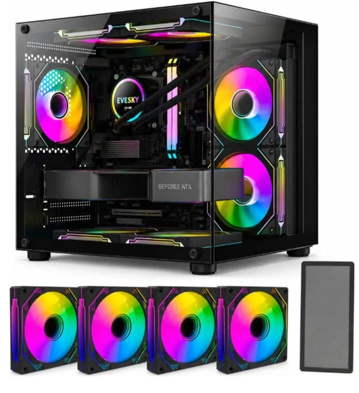 Gabinete Gamer Hayom Aquário Com 4 Cooler Fan Led Rgb