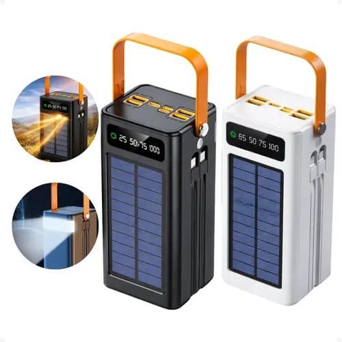Carregador Portátil Power Bank Solar Turbo 50.000mah Rápido Branco