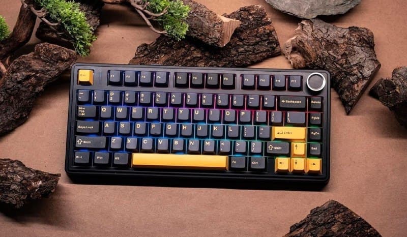 Teclado Sem Fio Mecânico AULA F75 RGB, Hot Swap, Keycaps PBT, Com Knob de Volume