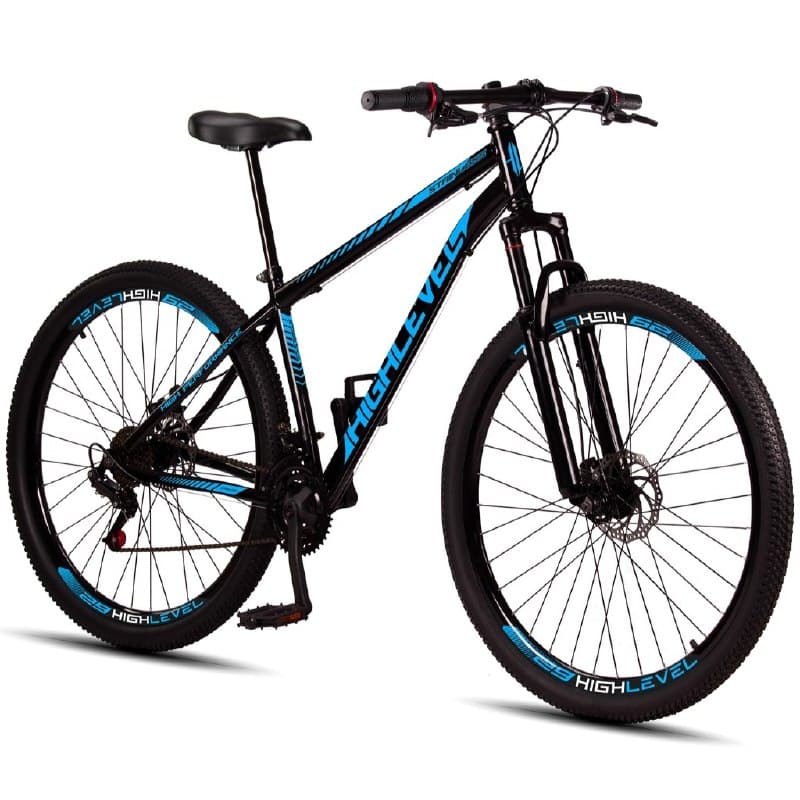 Bicicleta Aro 29 Highlevel Aço Carbono Freios a Disco Suspensão Dianteira 21 Marchas