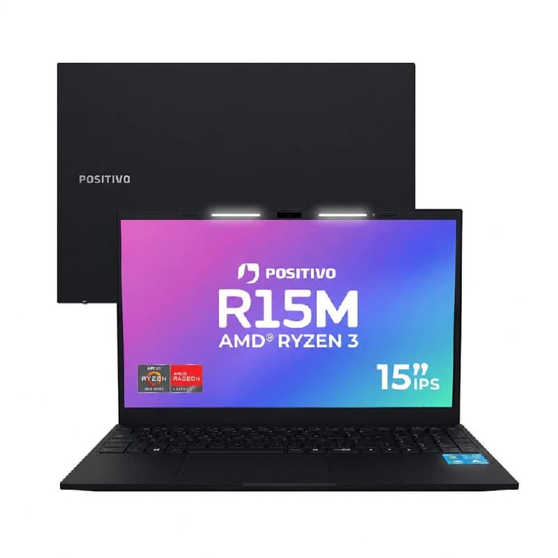 Notebook Positivo Vision R15M AMD Ryzen 3-7330U Linux 8GB RAM 256GB SSD Wi-Fi 6 Tela 15” IPS - Preto