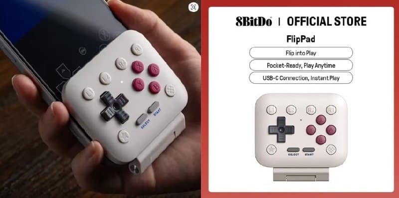 Controle 8BitDo FlipPad para jogos Mobile, IOS/Android
