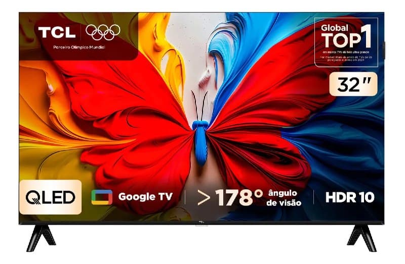 Smart TV 32” FHD TCL 32S5K QLED Dolby Audio Google TV