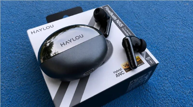 HAYLOU Flowbuds N55: Fone de Ouvido sem Fio com Bluetooth 6.0, ANC de 54 dB, Áudio Hi-Res/LDAC e Até 40 Horas de Bateria