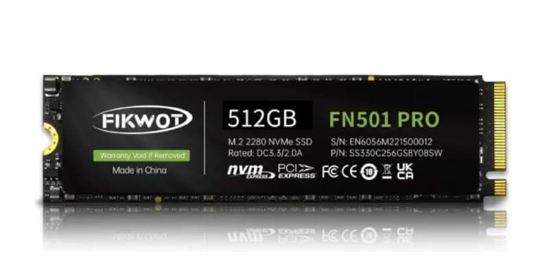SSD NVMe Fikwot FN501 Pro M.2 NVMe SSD 3200 MB/s PCIe 3.0x4 512GB
