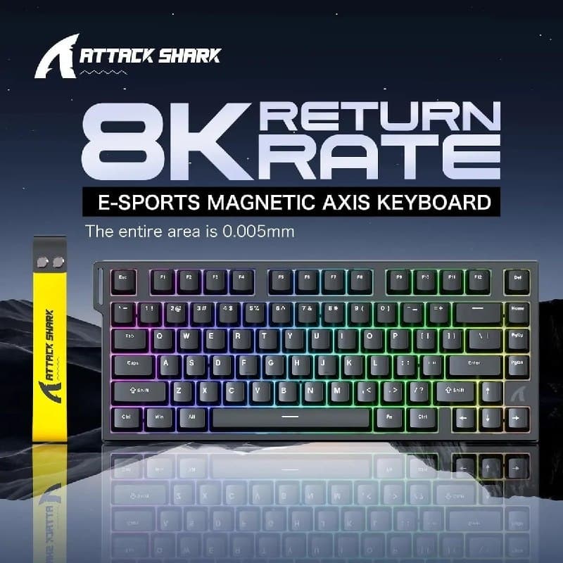 Teclado Mecânico Attack Shark R82he 8000hz Gamer Preto Inglês Us