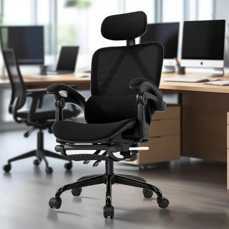 Cadeira De Escritório Ergonômica Premium Python Fly Cor Preto Material do estofamento Malha elástica