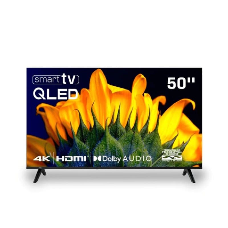 Televisão Smart TV HQ 50", 55" ou 65" QLED 4K UHD, Wi-Fi, Bluetooth, 3 HDMI, 2 USB, HDR, LED Bivolt