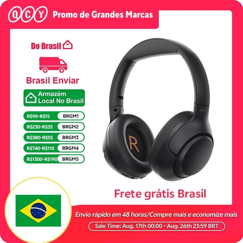 Headphone QCY-H3 ANC Auscultadores sem fios, Bluetooth 5.4, Hi-Res Audio, Over Ear Headset, híbrido Active Cancelamento de Ruído, Auscultadores, 60H, 43dB