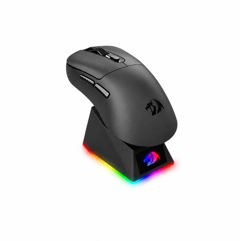 Mouse Gamer Wireless com Dock de carregamento, 2.4Ghz 1.000Hz, PAW 3311, Redragon Ebony