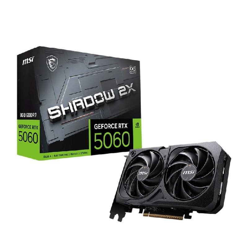 Placa de Vídeo MSI NVIDIA GeForce RTX 5060 SHADOW 2X OC, 8GB, GDDR7, 128 Bits - 912-V537-038