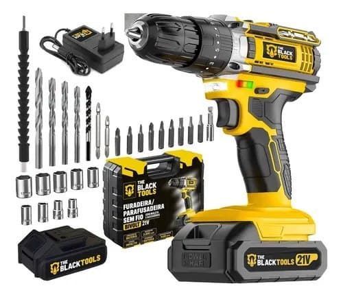 Parafusadeira E Furadeira Impacto The Black Tools Tb-21pw 3/8 Cor Amarelo Frequência 50/60 Hz