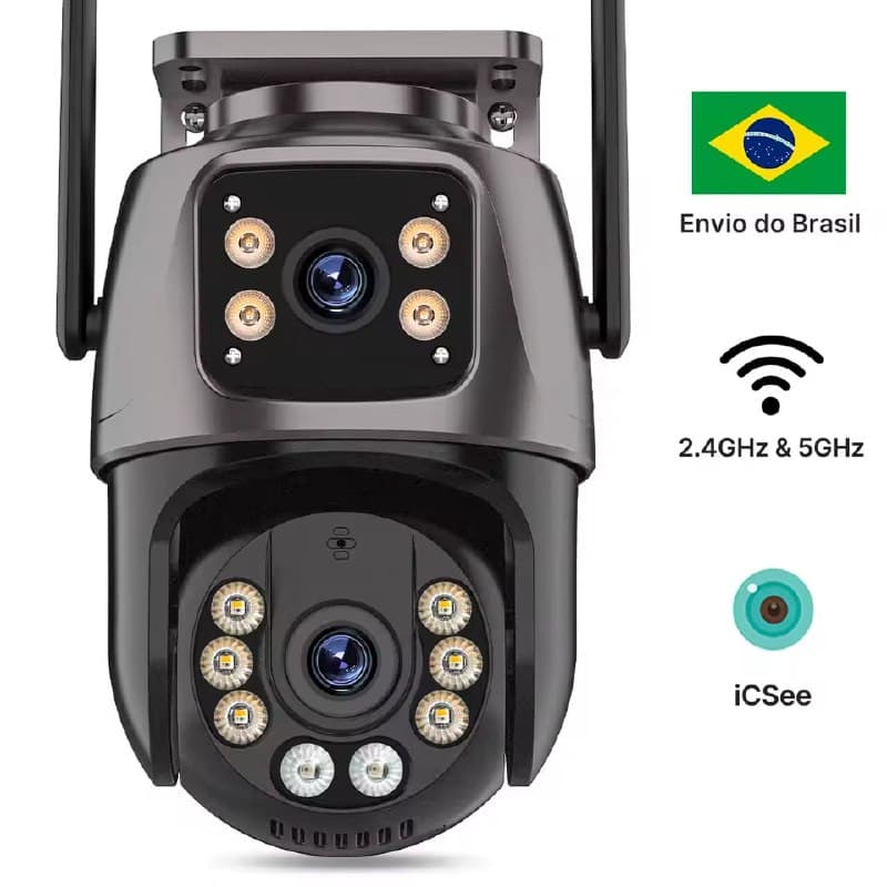 Câmera de Segurança Wifi Externa P2, 2 Lentes
