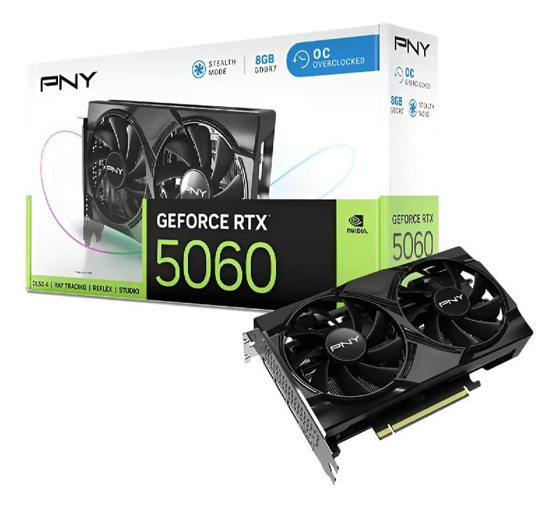 Placa De Vídeo Nvidia Geforce Pny RTX 5060 8GB Dual Fan Oc