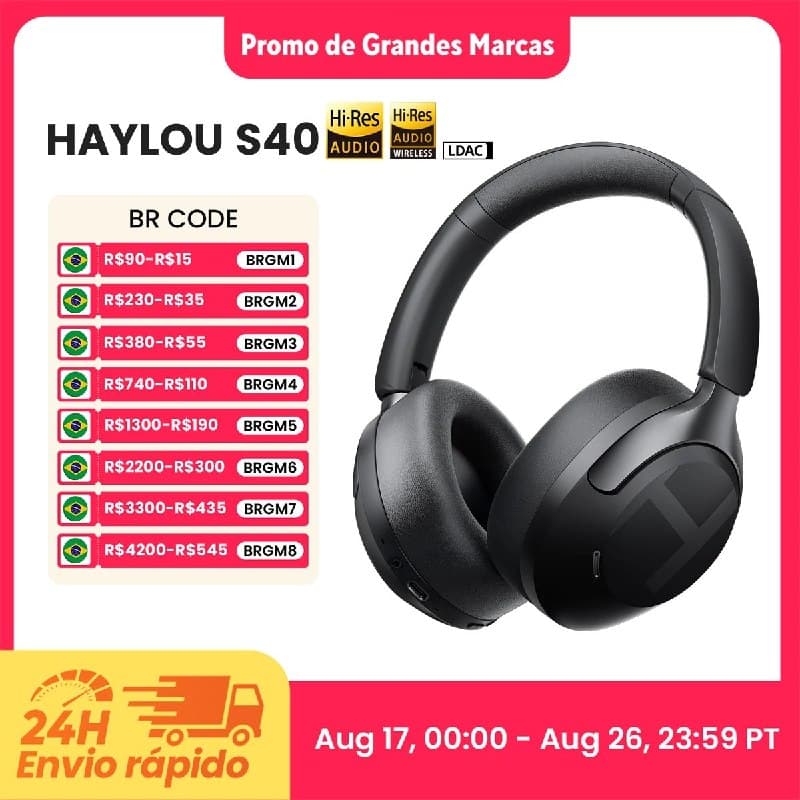 Fone de ouvido sem fio HAYLOU S40 ANC (com cancelamento de ruído)