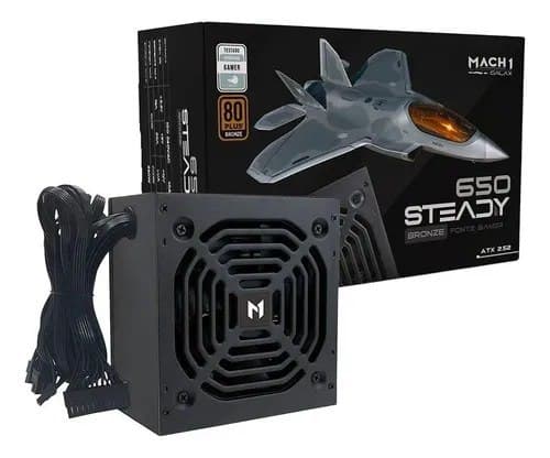 Fonte Mach1 Steady 650w 80 Plus Bronze Pfc Ativo Preto