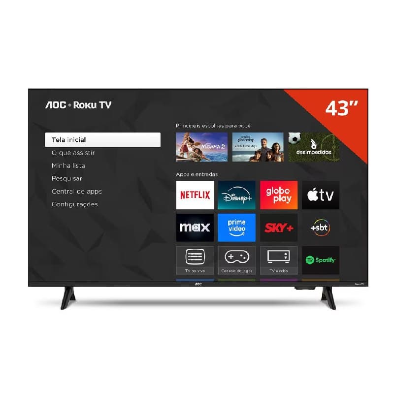 Smart Tv Aoc 43" Full Hd Led Roku Wi-Fi Usb Hdmi 43S5155/78G