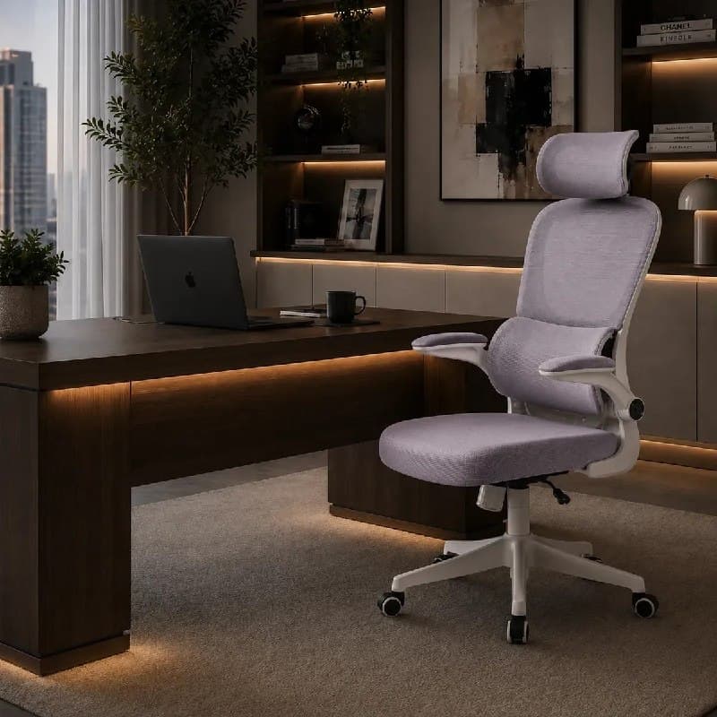 Cadeira Escritório Ergonômica Maat Brand Suporte Lombar Nr17 Cinza Espuma De Alta Densidade