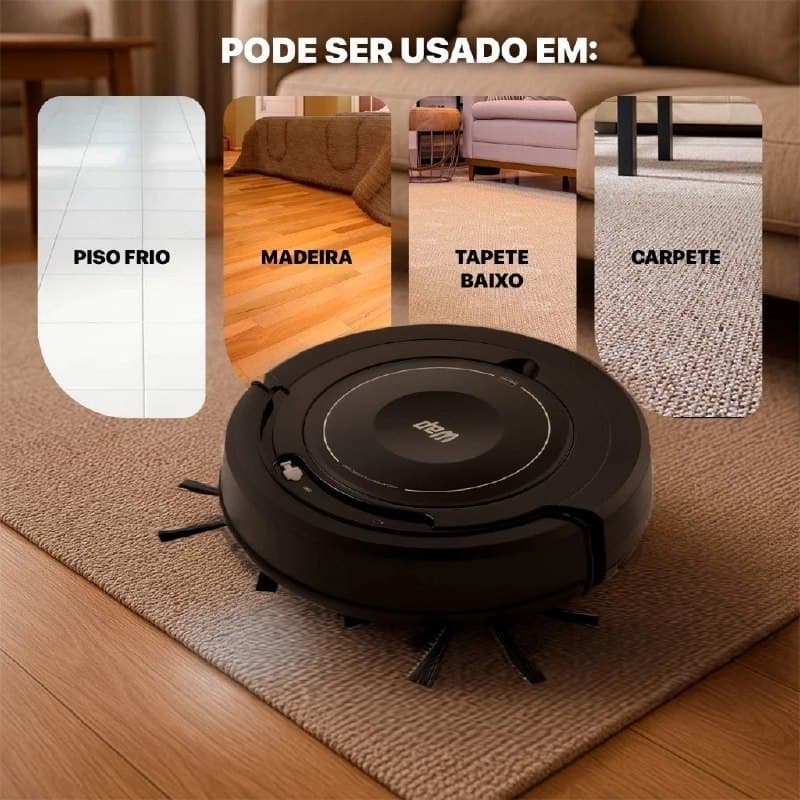 Aspirador de Pó Robô WAP Robot W100 3 em 1 Antiqueda Bivolt 17W