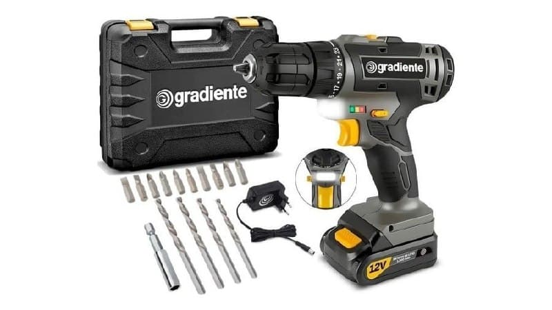 Furadeira Parafusadeira Sem Fio A Bateria Gpb12vd 12v 3/8 10mm Com Maleta E Acessórios Gradiente
