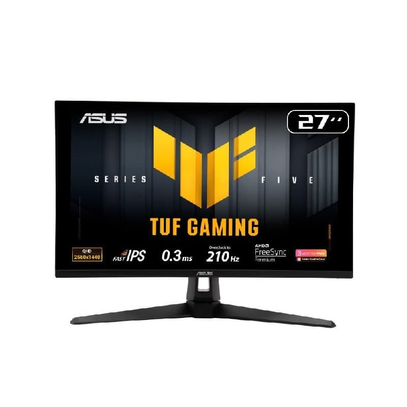 Monitor Gamer Asus TUF 27", QHD, 210Hz, 0.3ms, Fast IPS, G-Sync Comp, FreeSync Premium, HDR10, Som Integrado VG27AQ5A