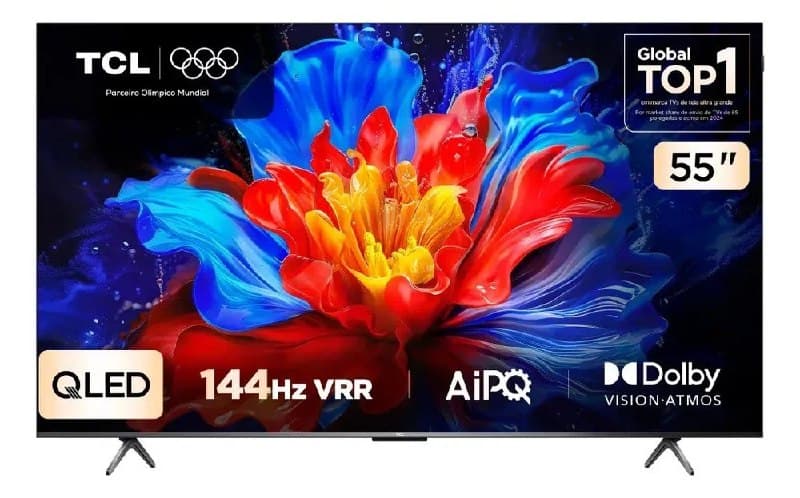 144Hz Qled Smart Tv Tcl 55 Polegadas Qled 4K P8k WiFi Bluetooth Google Tv 144Hz Hdr10+ Dolby Atmos Vision 55P8k