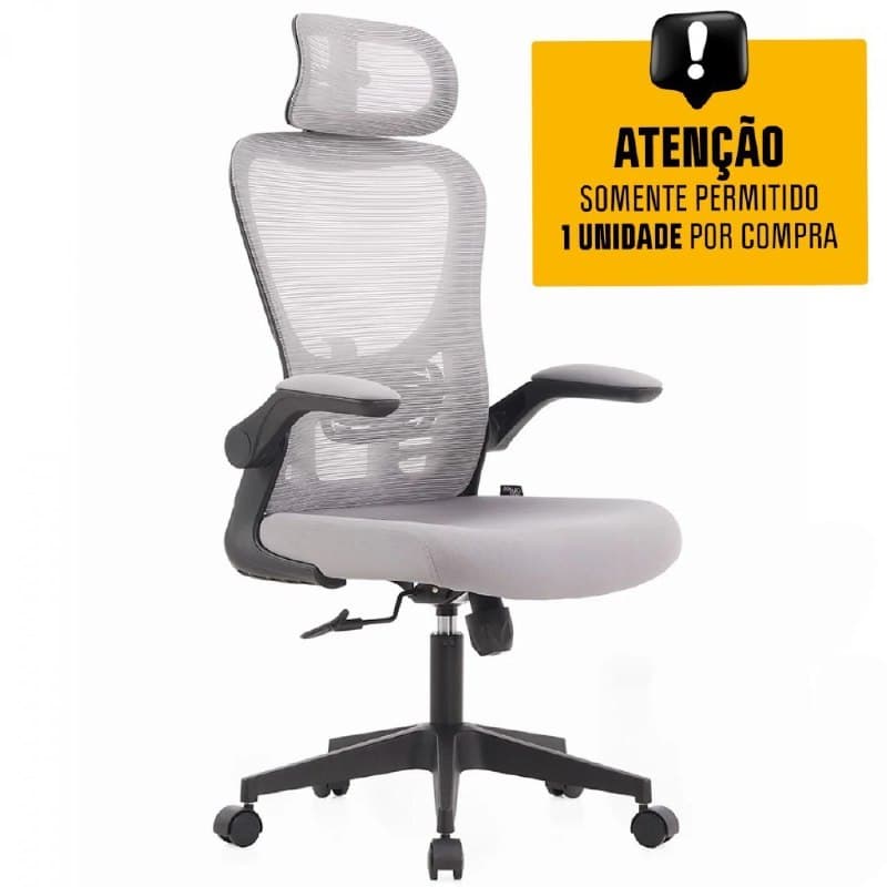 Cadeira De Escritório Dr. Office Handy V2, Mesh, Cinza e Preta, Dr-Ch-Hv2r1dgf