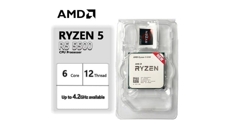 Processador AMD Ryzen 5 5500, 6-Core, 12-Threads, 3.6GHz (4.2GHz Turbo), Cache 19 MB, AM4 Novo S/Caixa