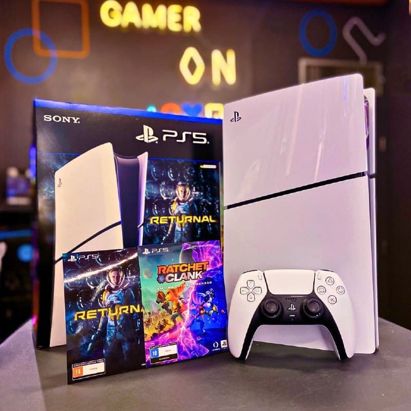 PS5 PlayStation 5 Edição Digital 825GB 1 Controle Branco Sony com 2 Jogos Astro Bot e Gran Turismo 7