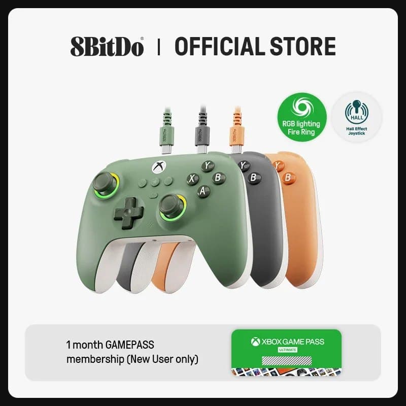 Controle Licenciado 8BITDO Xbox Ultimate C Xbox/Windows Hall Effect Fire Ring + 1 Mês Gamepass