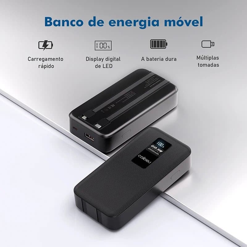 PowerBank Coibeu 20.000mAh 23w Power Bank Carregador Smartphone Celular iPhone Samsung Android