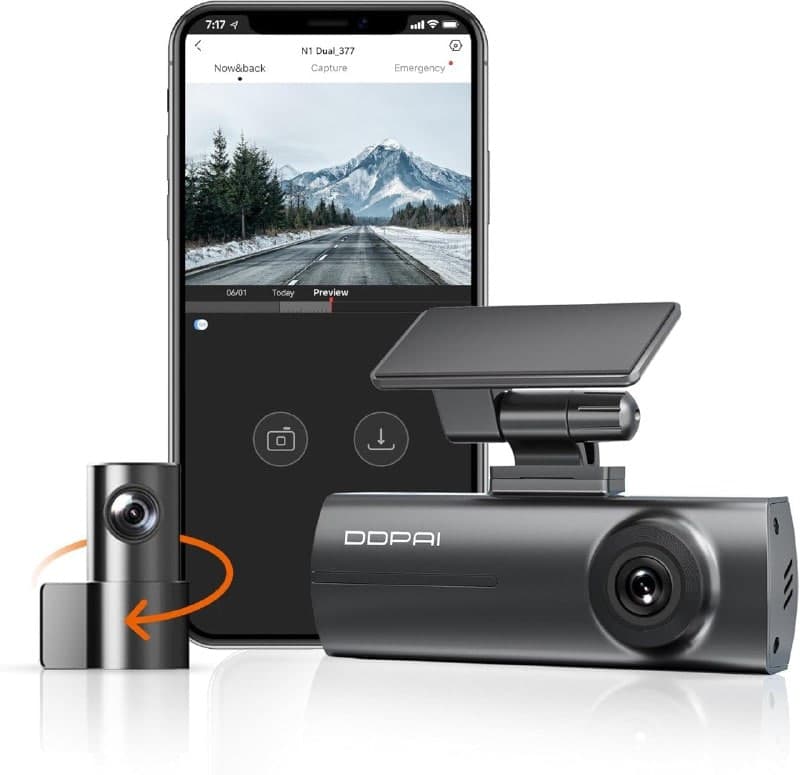 Câmera Dupla Veicular Ddpai N1 Dual 135/125° Night Vision 1269P 30 Fps Wi-Fi