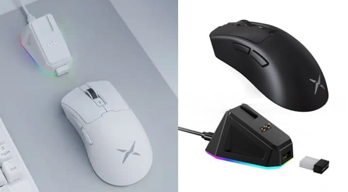 Mouse Delux M900 Pro, PAW3395, 8KHz, com Dock de Carregamento (Preto ou branco)
