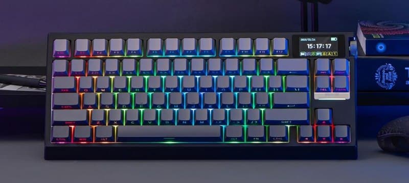 Teclado Mecânico Epomaker G84 Pro, Knob de volume, Tela