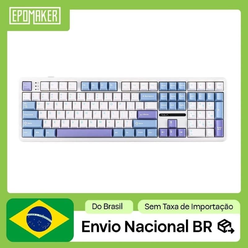 Teclado EPOMAKER x AULA F108 Teclado Mecânico Tri-Mode Layout ANSI 100% e Retroiluminação RGB